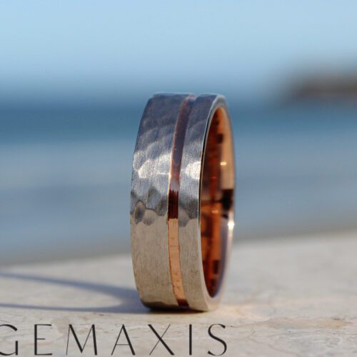 Wedding Band Rose Gold Hammered Finish