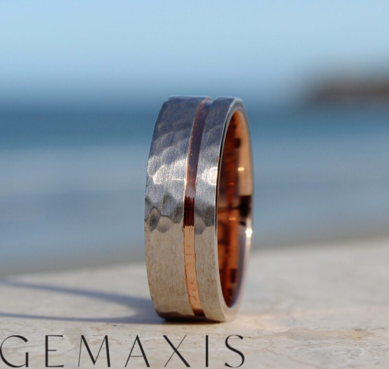 Wedding Band Rose Gold Hammered Finish